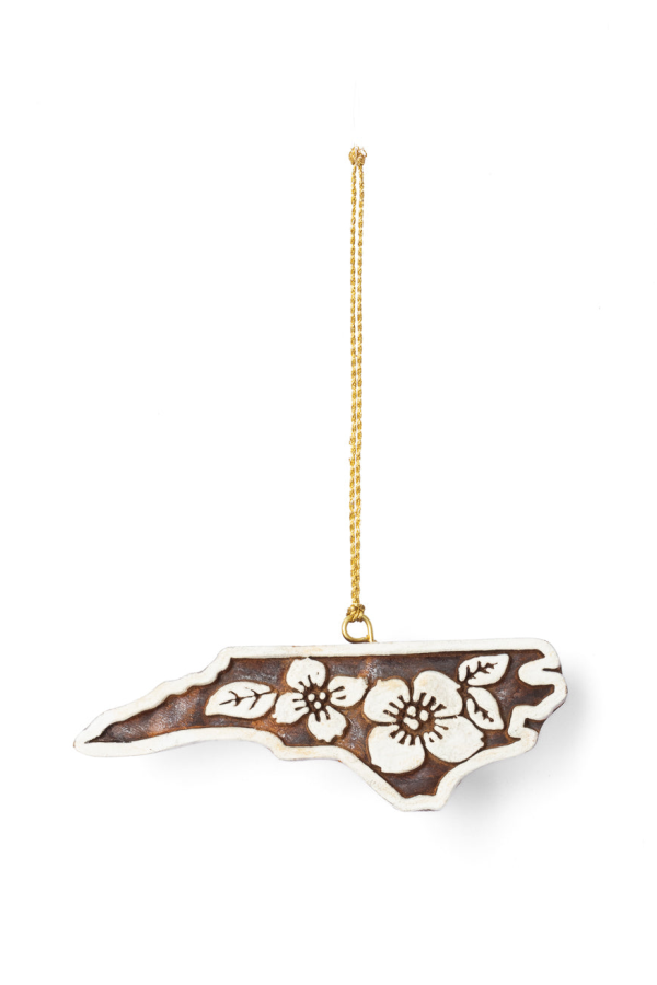 Matr Boomie North Carolina State Dogwood Ornament Hand Carved State Flower
