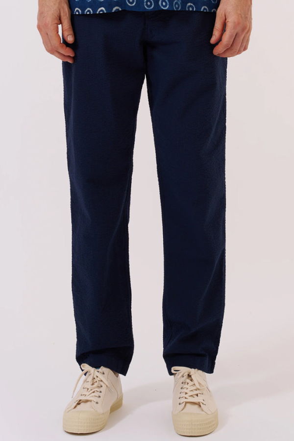 Universal Works Military Chino in Derby Stripe Navy Trousers