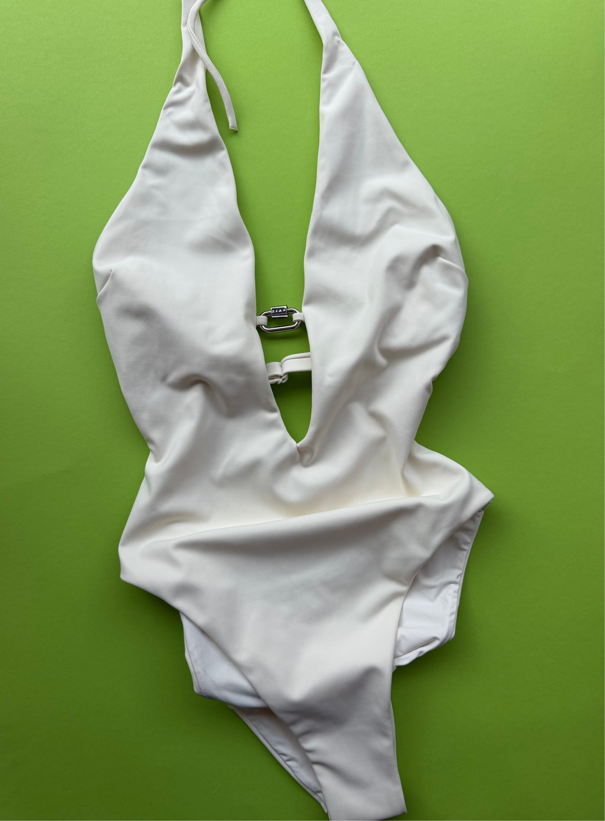 Ziah Plunge Halter One Piece Swimsuit - Ecru - Image 2 of 6