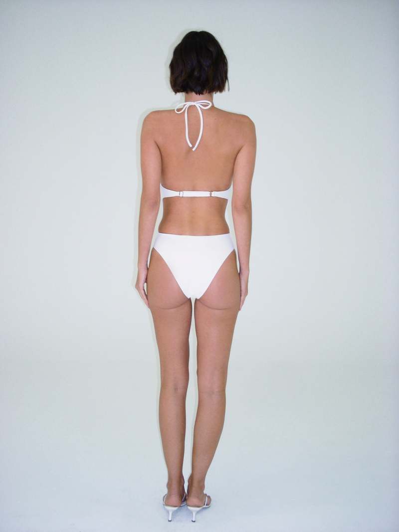 Ziah Plunge Halter One Piece Swimsuit - Ecru