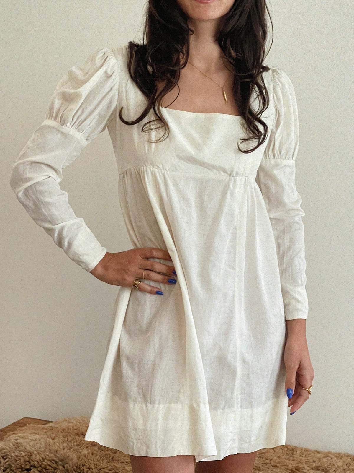 1970s Silk Long Sleeve Mini Dress Ivory Garmentory — free download