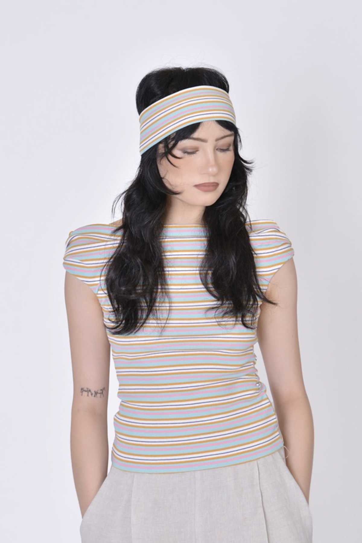 Eliza Faulkner Headband - Off-White Stripe - Image 2 of 4