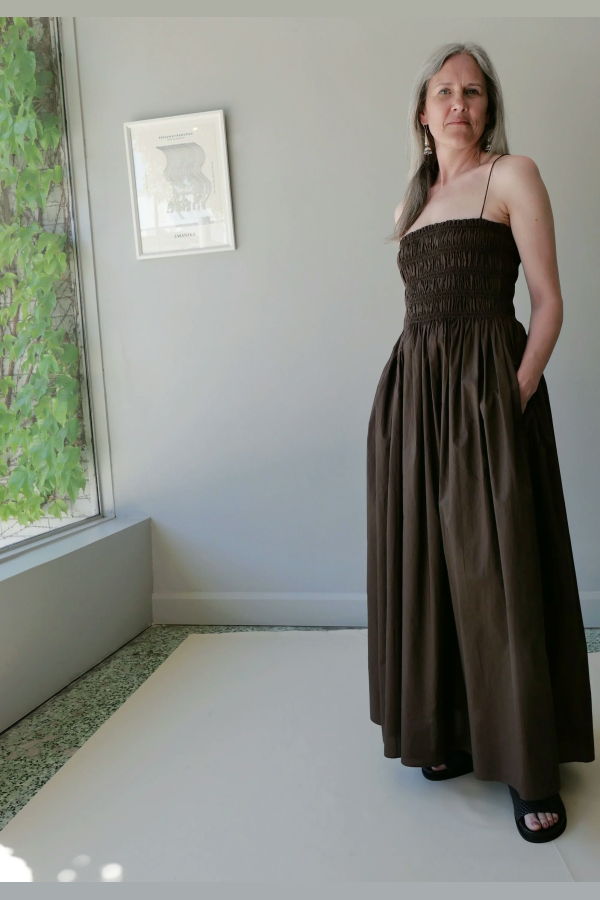 Matteau Shirred Bodice Dress - Chocolate
