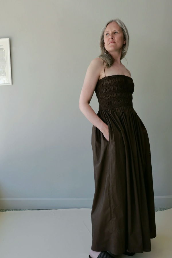 Matteau Shirred Bodice Dress - Chocolate