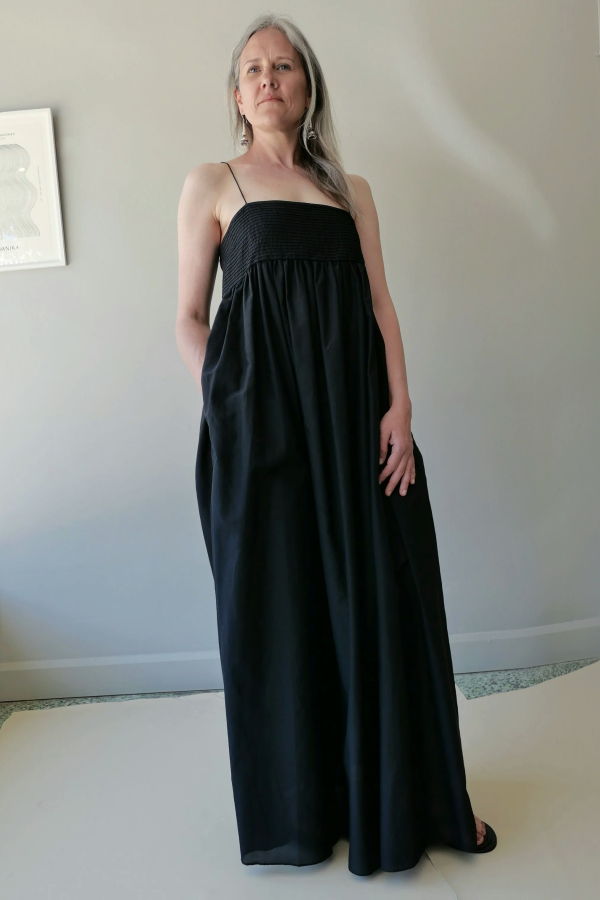 Matteau Empire Pintuck Bodice Dress - Black