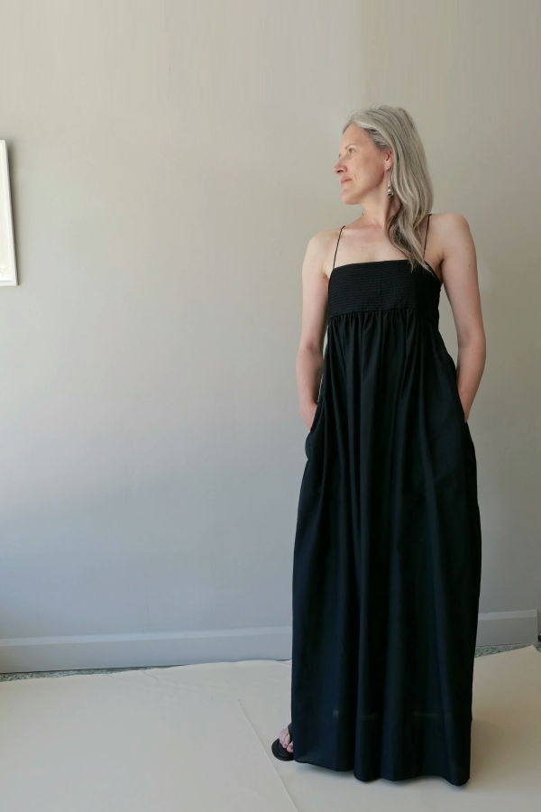Matteau Empire Pintuck Bodice Dress - Black
