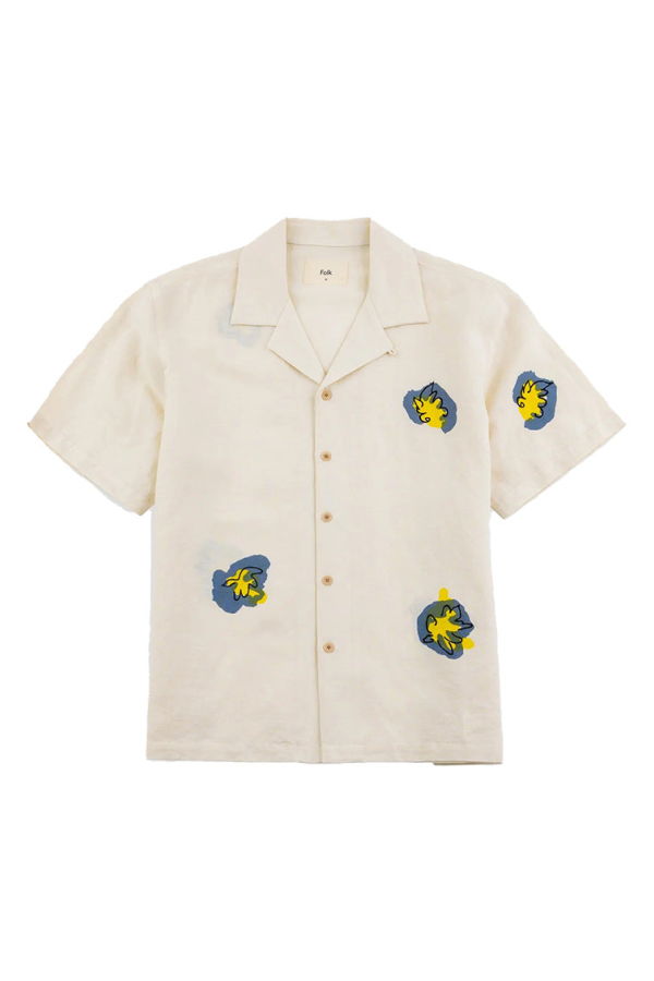 FOLK Relaxed Soft Collar Shirt Embroidered Flower