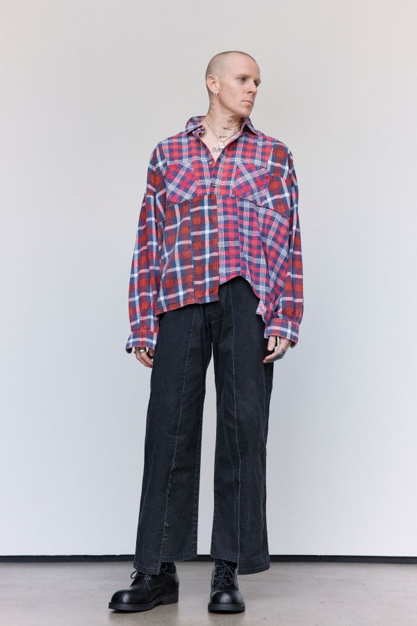 Old Park Flannel Cotton Half-Button Shirt