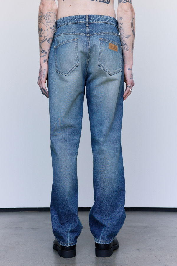 MM6 Maison Margiela Indigo Denim Distressed Straight-Leg Jeans