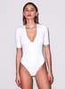 Fleur du Mal Organic Cotton Deep V Bodysuit - Ivory - Thumbnail 3
