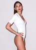 Fleur du Mal Organic Cotton Deep V Bodysuit - Ivory - Thumbnail 6