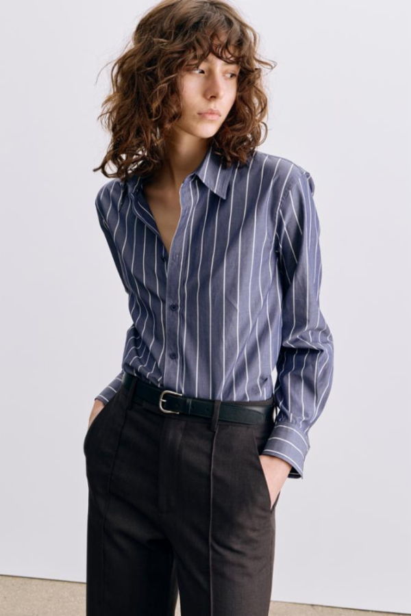 Nili Lotan Raphael Classic Shirt - Midnight/White Stripe