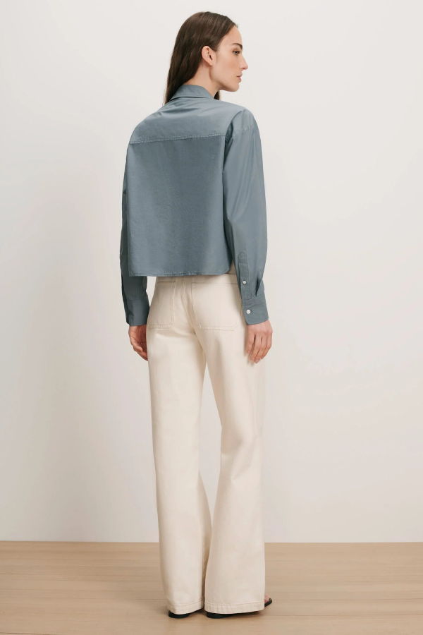 Veronica Beard Aderes Beaded Button-Down Shirt - Blue Steel