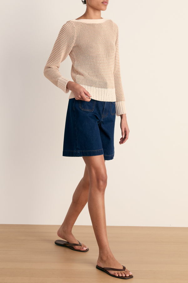 Veronica Beard Orlian Knit Pullover Sweater - Chai/Ecru