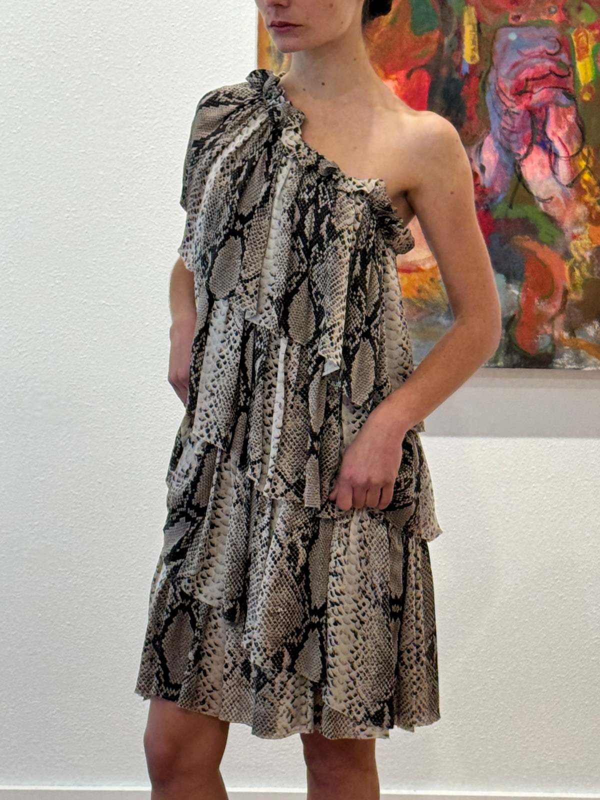 silk snake print dress Blue/Multi Bardot Snake Print Silk Dress | WHISTLES