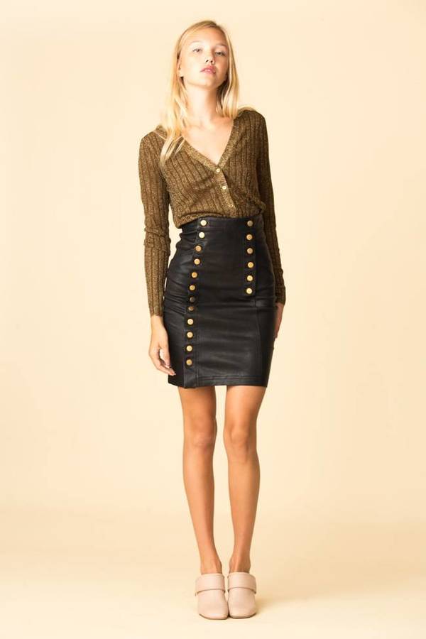 knee length dresses for ladies Nori Leather Layered Waist Mini Skirt | MARISSA WEBB main image 1