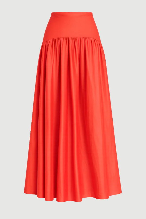 Staud Procida Linen Skirt - Tomato