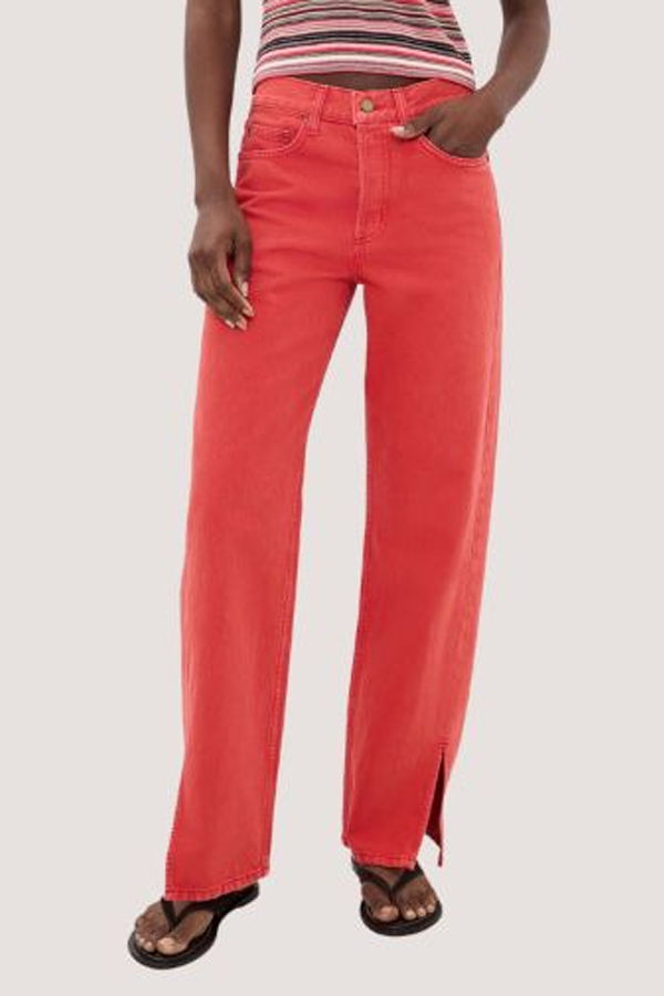 B Sides Charlot Split Hem Jeans - Faded Tomato Overdye