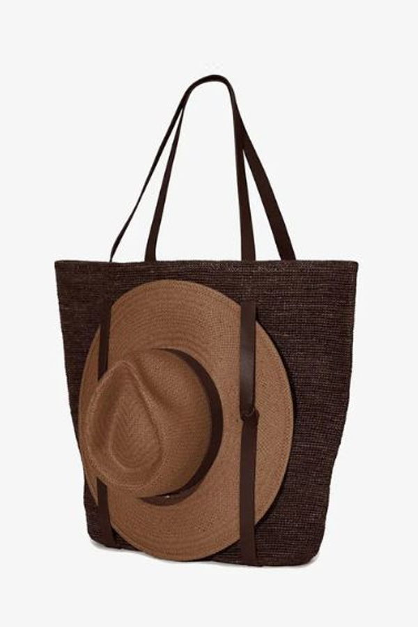 Janessa Leone Tanner Bag/Straw Hat Carrier - Chocolate