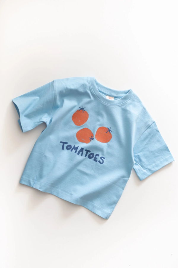 KIDS Pigeon Said Please Tomato Tee - Moonbeam