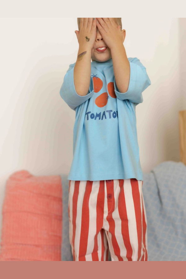 KIDS Pigeon Said Please Tomato Tee - Moonbeam