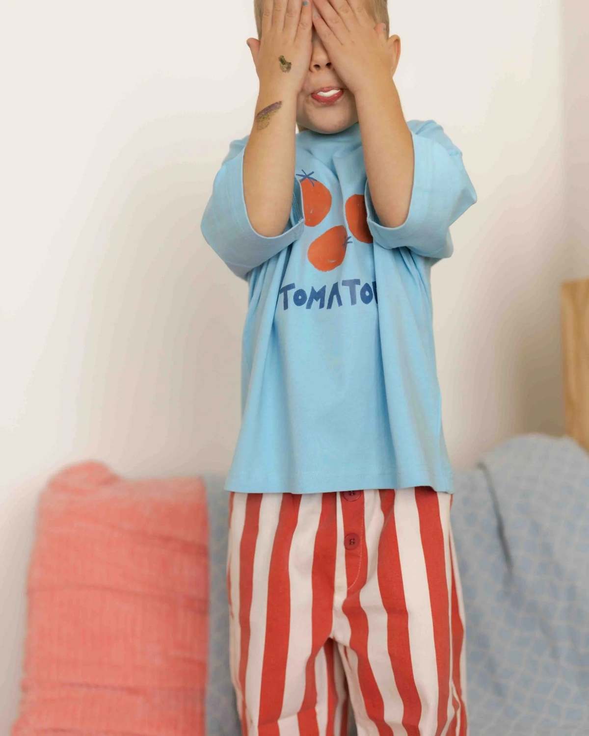 KIDS Pigeon Said Please Tomato Tee - Moonbeam - Image 2 of 3