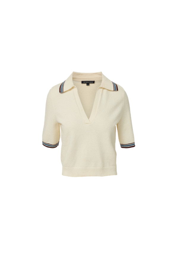 Veronica Beard Quinelle Knit Polo - Ecru