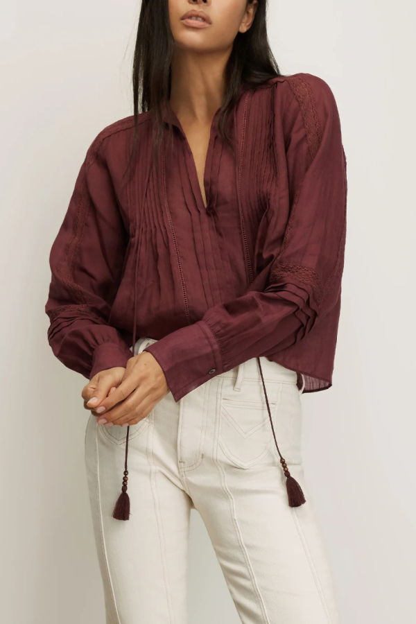 Veronica Beard Sawyer Blouse - Raisin