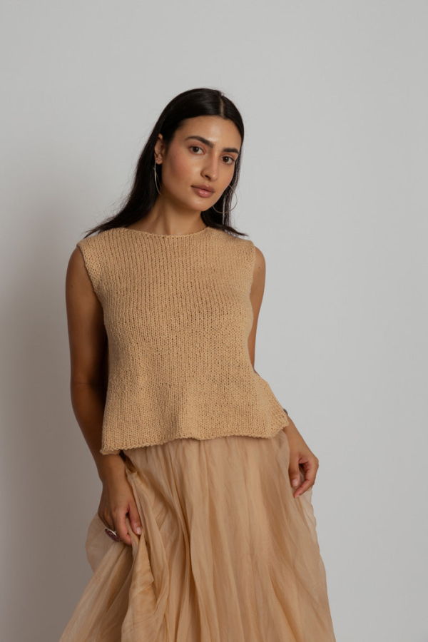 Louiza Babouryan Knit Top - Champagne