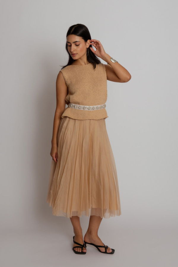 Louiza Babouryan Organza Skirt - Champagne