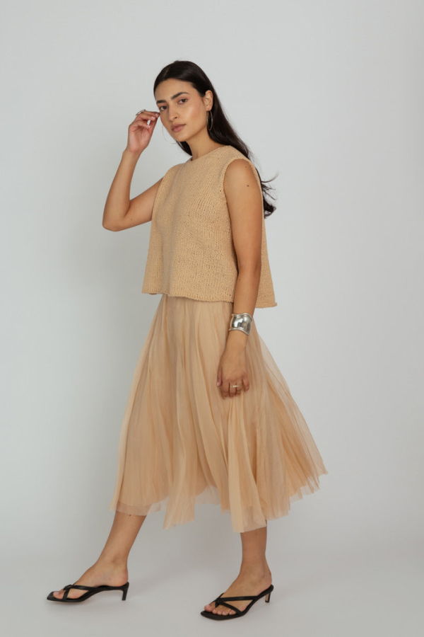 Louiza Babouryan Organza Skirt - Champagne
