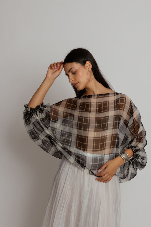 Louiza Babouryan Parachute Top - Plaid