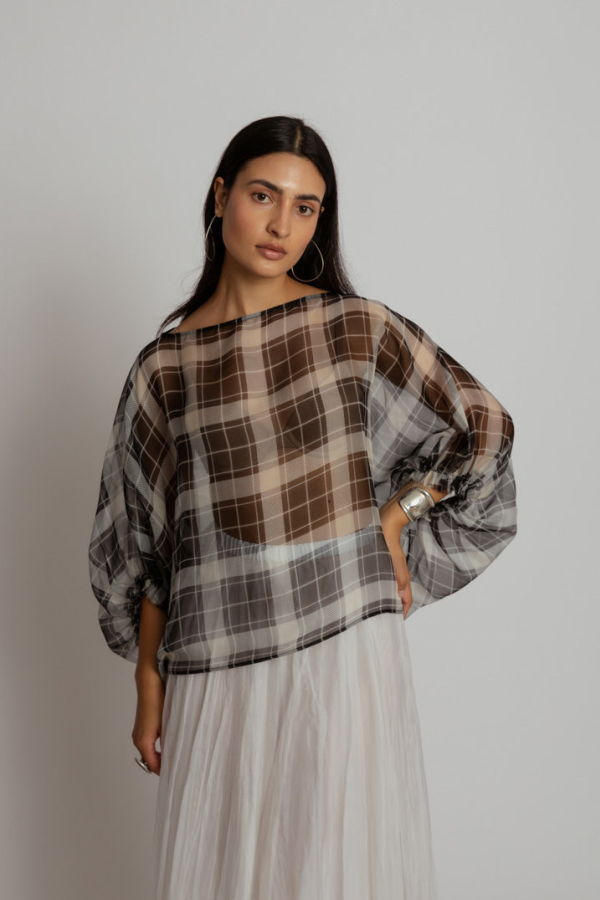 Louiza Babouryan Parachute Top - Plaid