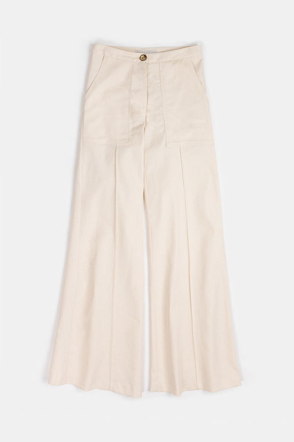Erica Tanov Darby Cotton Canvas Pants - Natural