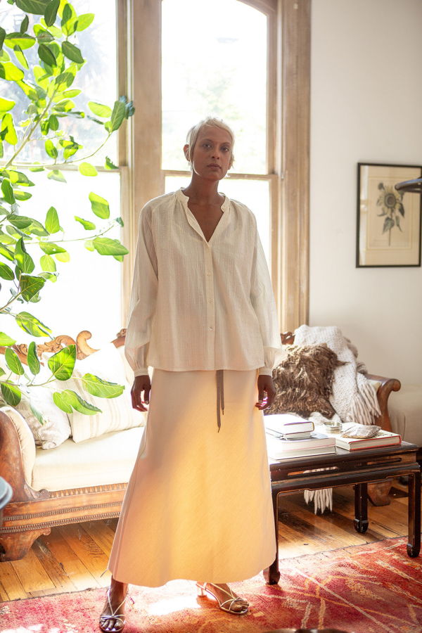Erica Tanov Isabelle Cotton Canvas Skirt - Natural