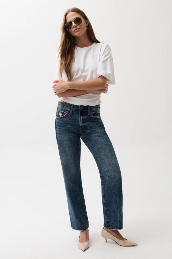 Pistola Lexi Mid Rise Bowed Straight Jeans - Artisan