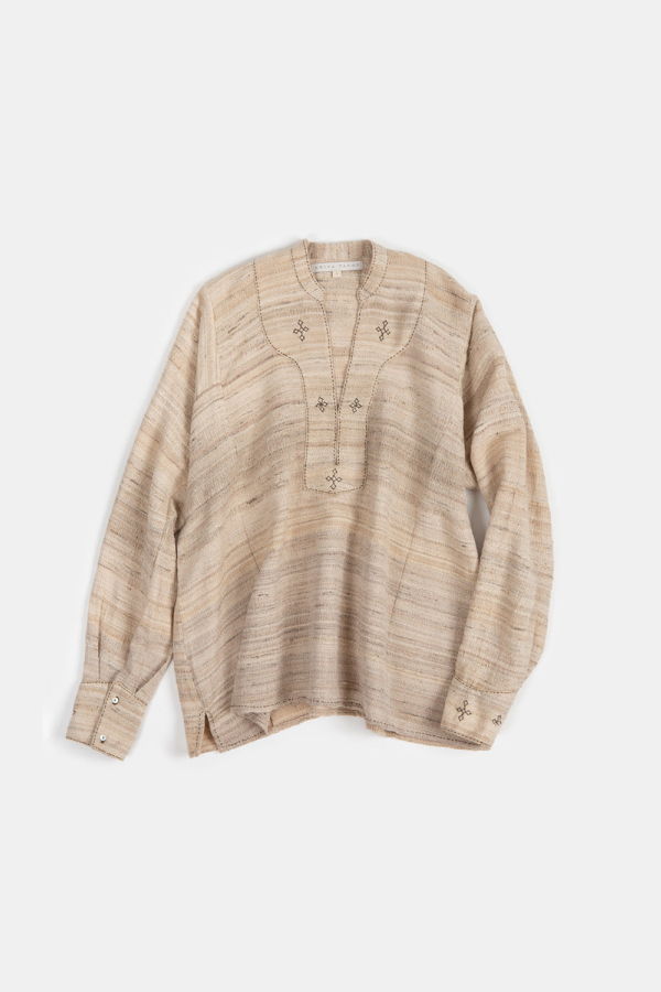 Erica Tanov Aarika Silk Linen Embroidered Top