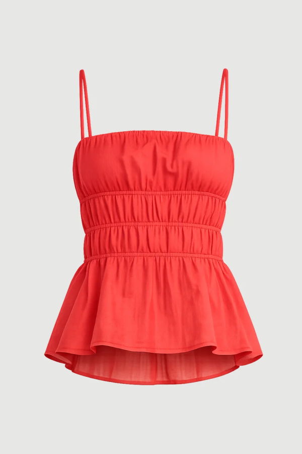 Staud Ayla Linen Tank - Red