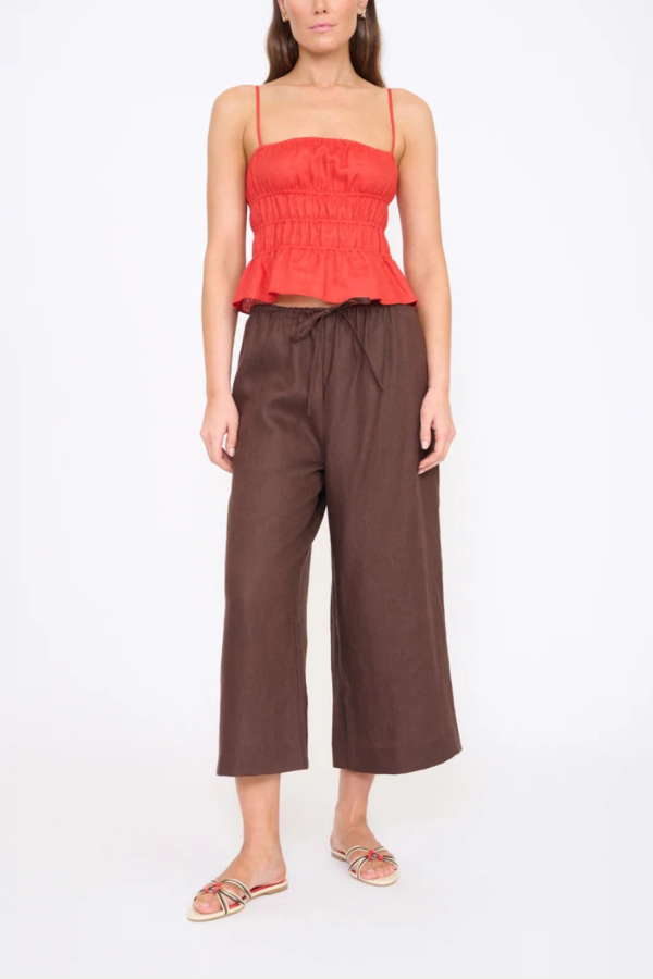Staud Ayla Linen Tank - Red