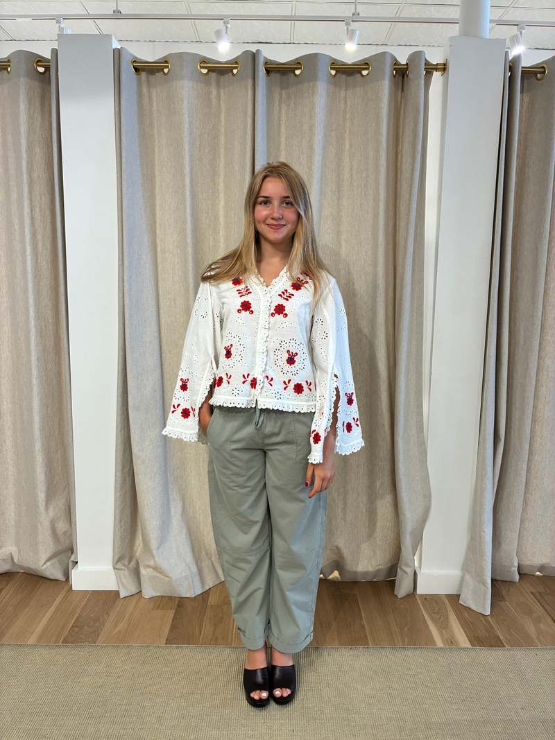 Sea NY Catharina Embroidered Long Sleeve Top