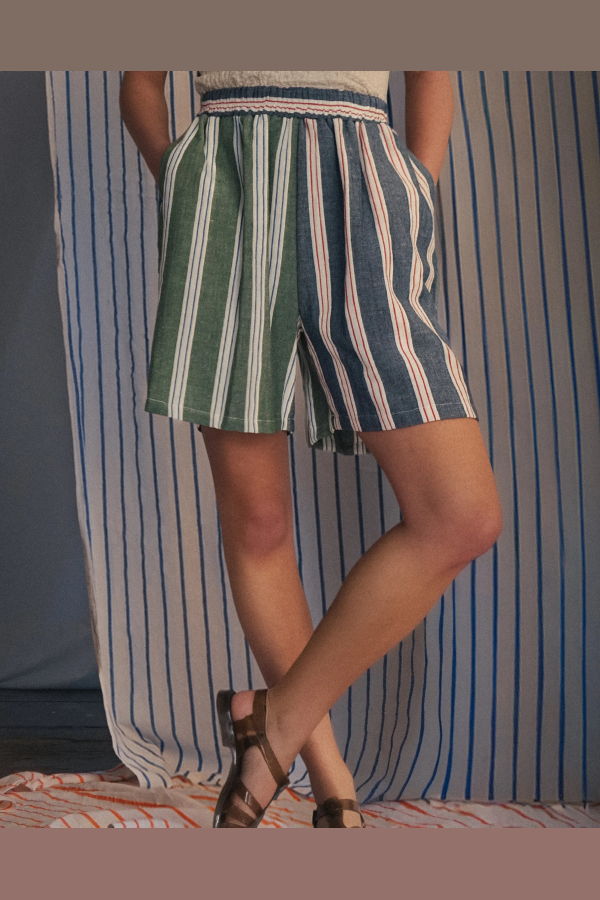 PROCHE Cabana Stripe Bermuda Shorts - Cactus/Chambray