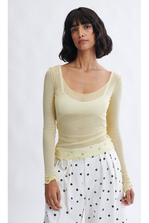 Eliza Faulkner Carla Microknit Long Sleeve Top