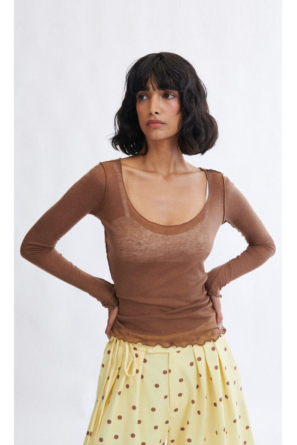 Eliza Faulkner Carla Microknit Long Sleeve Top