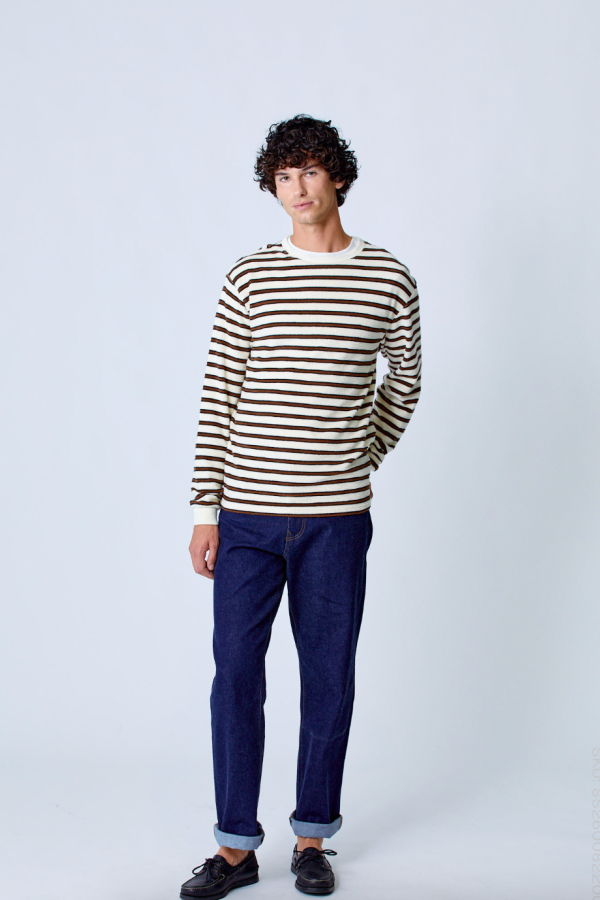 La Paz Feijó Long Sleeve Tee - Brown Stripe