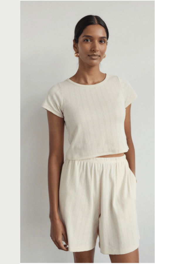 First Rite Pointelle Crop Tee