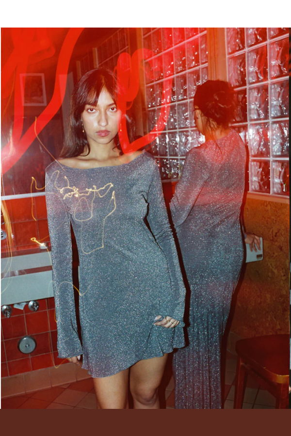 Gil Rodriguez Shimmer Knit Elektra Dress - Espresso