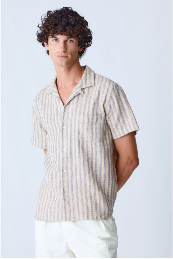 La Paz Silveira Panama Shirt - Blue Stripes