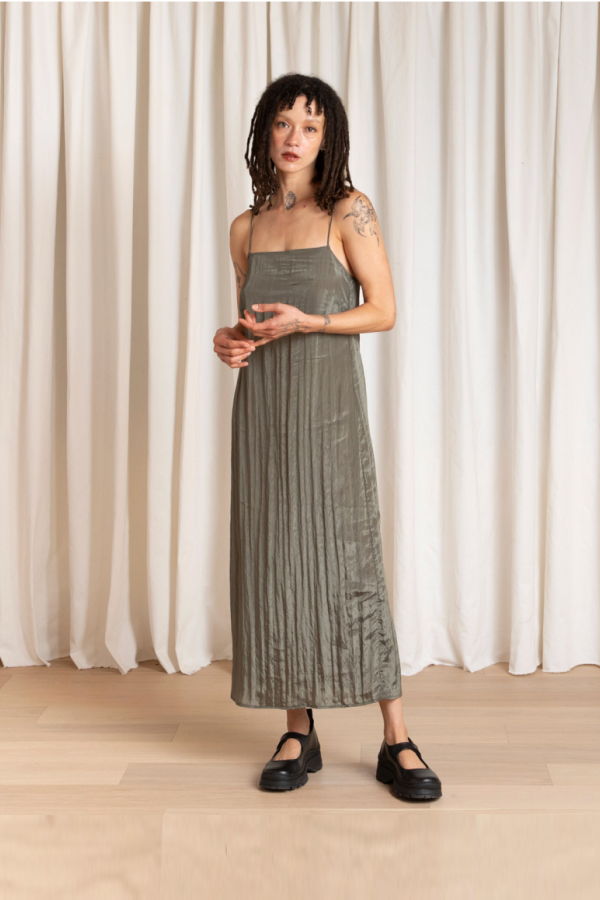 Ali Golden Square Neck Slip Dress - Sage
