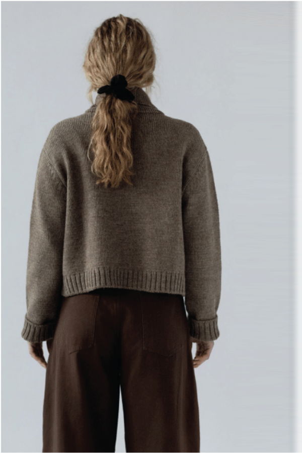 First Rite Highland Wool Zip Up Cardigan - Bark