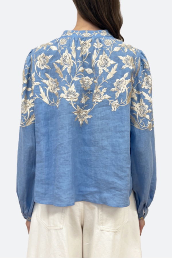 Sea NY Alina Lace Long Sleeve Shirt - Blue